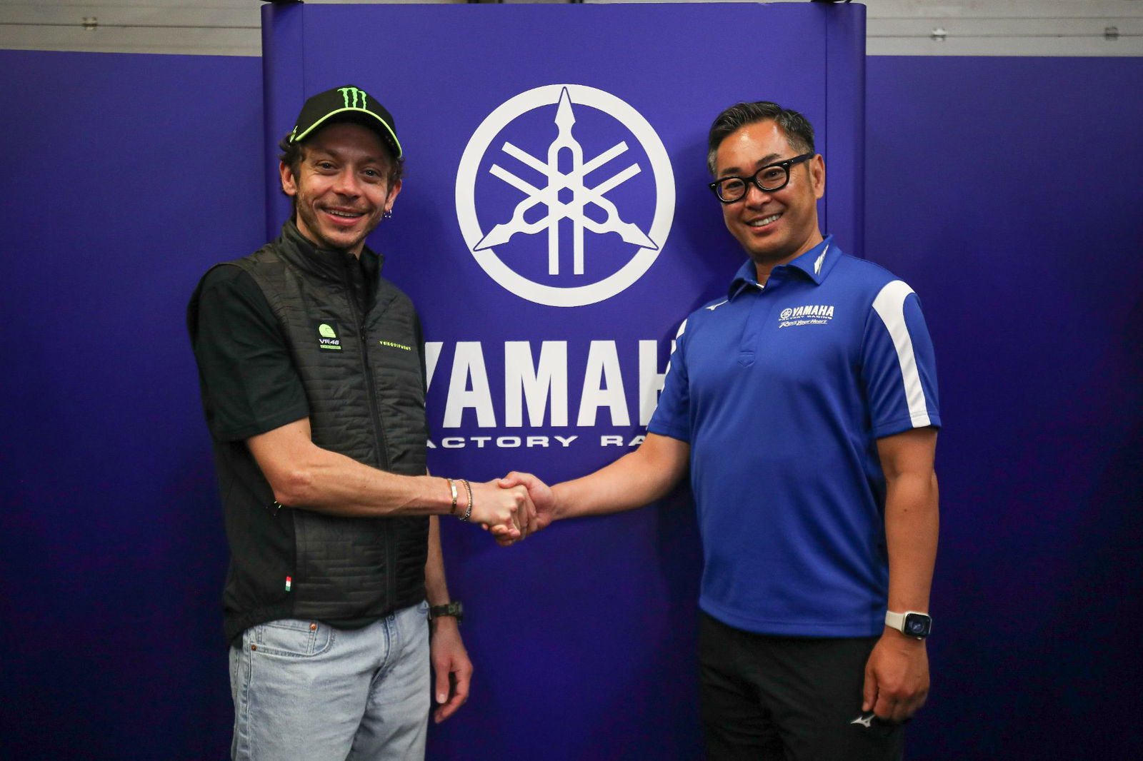 Valentino Rossi with Yamaha management, brand ambssador announcement.